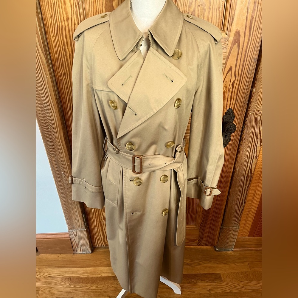 Men’s Vintage Burberry Nova Check Trench Coat 47” Long, New w/o Tags